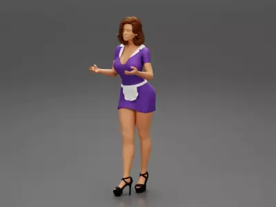 Sexy maid woman in a mini dress 3D print model