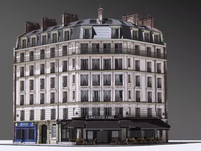 European Corner Cafe Building 3D model