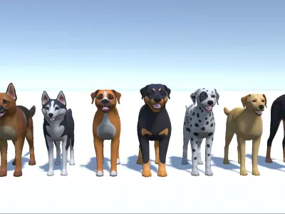 Cartoon Dogs Pack Low-poly 3D model