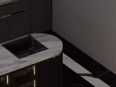 Modern Luxury Home Bar Interior Marble and LED Lighting 3D model