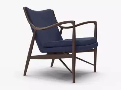 Finn Juhl Nv 45 Chair Velvet DarkBlue Low-poly 3D model