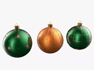 Christmas Tree Ornament Set4 - Green Orange 3D model