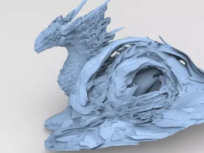 Arch Cave Dragon  mural sculpt design  3D model