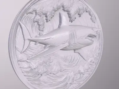 Great White Shark 4 basrelief for 3D printing 3D print model