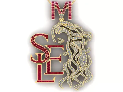 Hip Hop Girl Half Face Logo Pendant 3D print model
