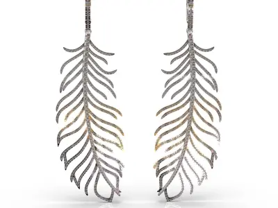 feather earrings with stones 3D print model