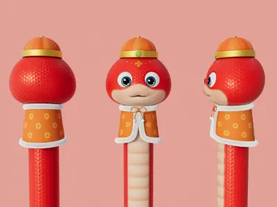 Rigged Cartoon Snake 3D model