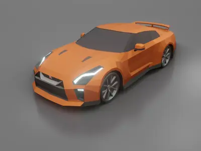 Nissan GT-R 2020 low poly 3D model Low-poly 3D model