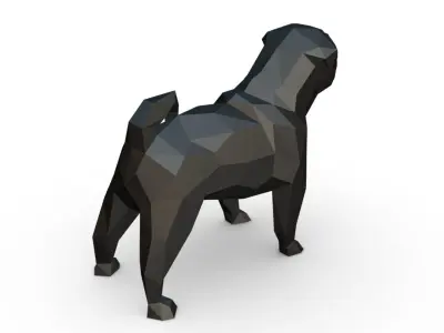 pug dog low poly 3D print model