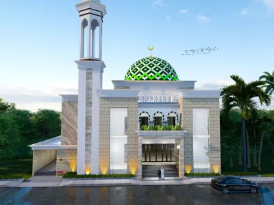 3D design at sketch up Modelling Elegant Modern Mosque  3D model