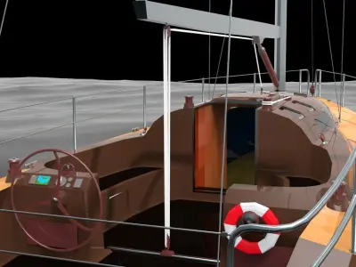 Sailboat floating in water Free 3D model