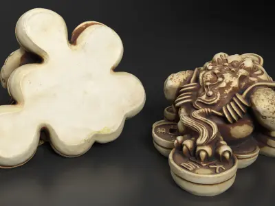 Feng Shui Wealth Toad - Three-Legged Money Frog Statue Low-poly 3D model