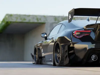 Car Render Scene 3D Blender File Textured 3D model