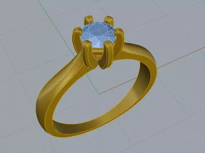 Elegant Diamond Ring Jewelry Gold 3D print model