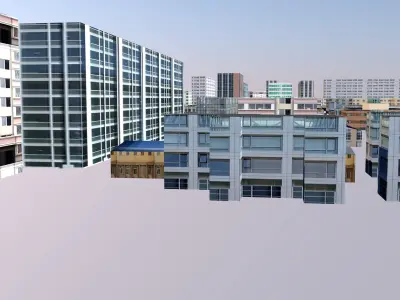 Modern urban highrise buildings building ancillary buildings 3D model