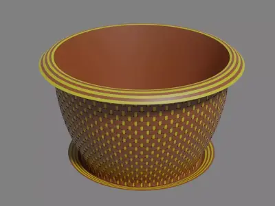 flowerpot pot with dots 3D model