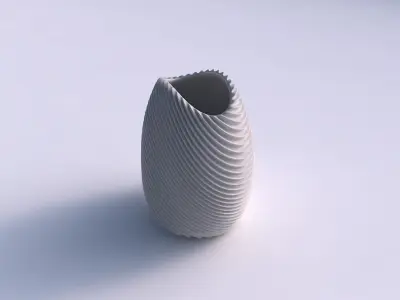 Bowl compressed with bent extruded lines 2 3D print model