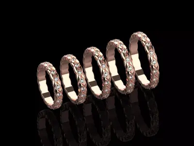 Coco Crush mini diamonds rings in different sizes 15 - 19 3D Model Pack