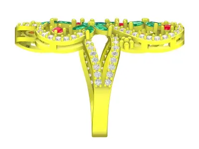 Elegant Floral Diamond Ring for Women 3D Model 4352 3D print model