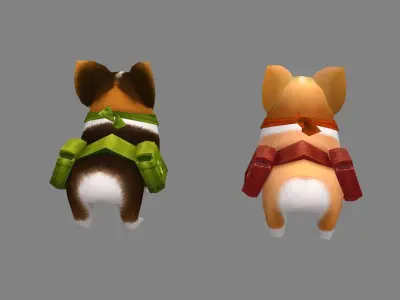 Cartoon corgis - puppy dogs  Low-poly 3D model