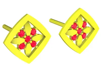 Luxury Ruby Cluster Stud Earrings 3D Model 5990 3D print model