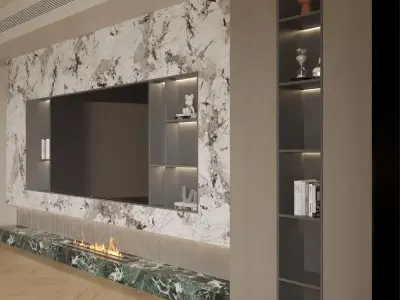 modern light luxury marble feature wall 3D model