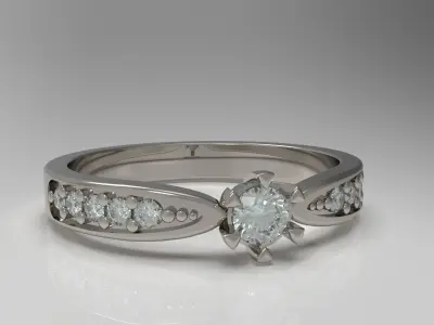 Engagement ring with gems 3D print model