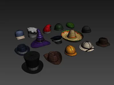 Hat Pack Low-poly 3D model