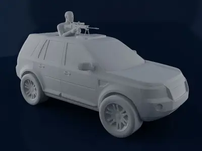 Man with MK16 Sniper in Car 3D print model