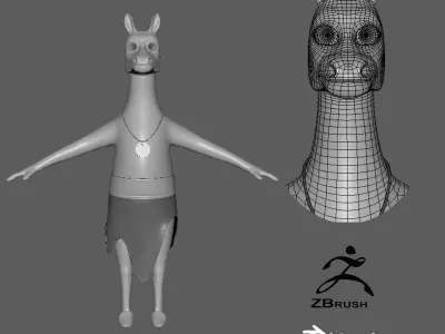 Cartoon Donkey- base mesh Low-poly 3D model