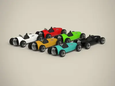 Vintage racing car set 3D model