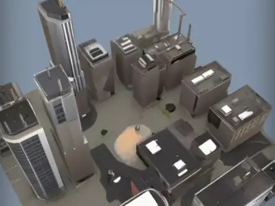 Realistic Low Poly Modern City 3D Model  3D print model