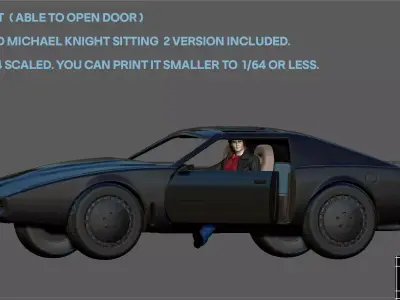 KITT MICHAEL KNIGHT KNIGHT SITTING POSE RIDER CAR MINIATURE 3D print model