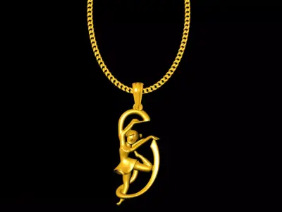 Kids dance girl pendant charms - one inch pendant 3D print model