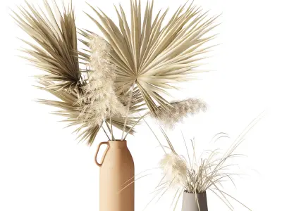 Dry palms and pampas 3D model