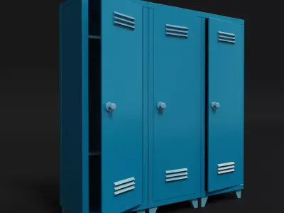 Locker low poly 3d model three lockers Low-poly 3D model