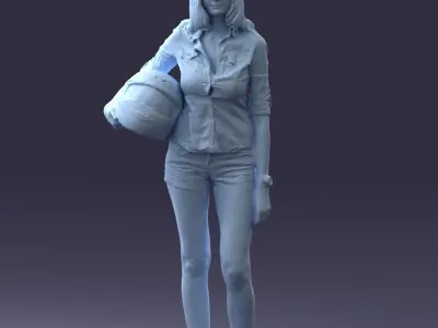 000022 Girl with motorcycle helmet 0623 3dp 3D print model