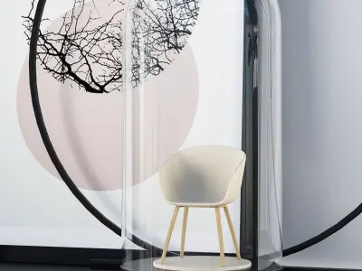 Decorative set shelf with pillows and vase 3D model