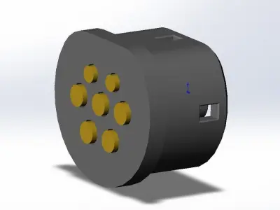 Type2 MENNEKES vehicle connector up to 480V 63A 3ph or 70A 1ph 3D print model