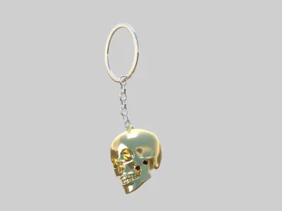 skull keychain golden 3D model