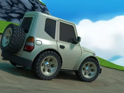 Low poly rigged cartoon off-road car Low-poly 3D model