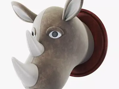 Fabric Rhinoceros Head Trophy 3D model