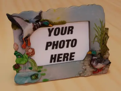 Photo frame witch duck figures  Low-poly 3D model