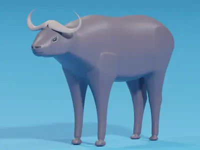Cartoon African Buffalo 3D model