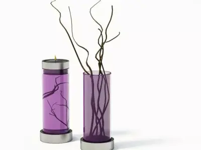 Lavender Glass With Plant 3D model