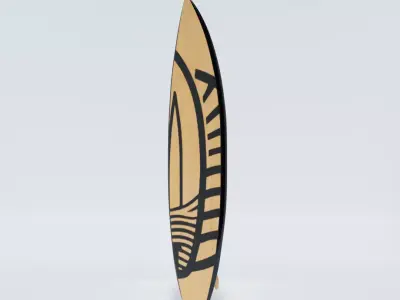 Wood Surfboard Low-poly 3D model