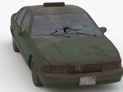 8k abandoned cars destroyed vehicles Low-poly 3D model