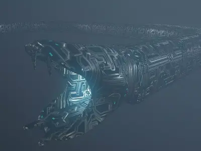 Sci-fi Snake Tunnel Walkable  Interiore Asset Low-poly 3D model