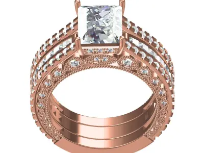 Unique Luxury Princess Ring Ret for Women 3D print model