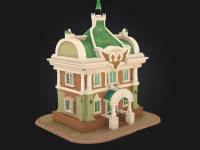 Bank Building Illustration 3D model